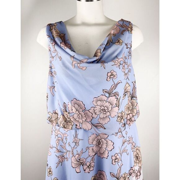 VINCE CAMUTO Floral Cowl Neck Bow Back Crepe Midi Spring Dress Size 11 - Picture 8 of 8